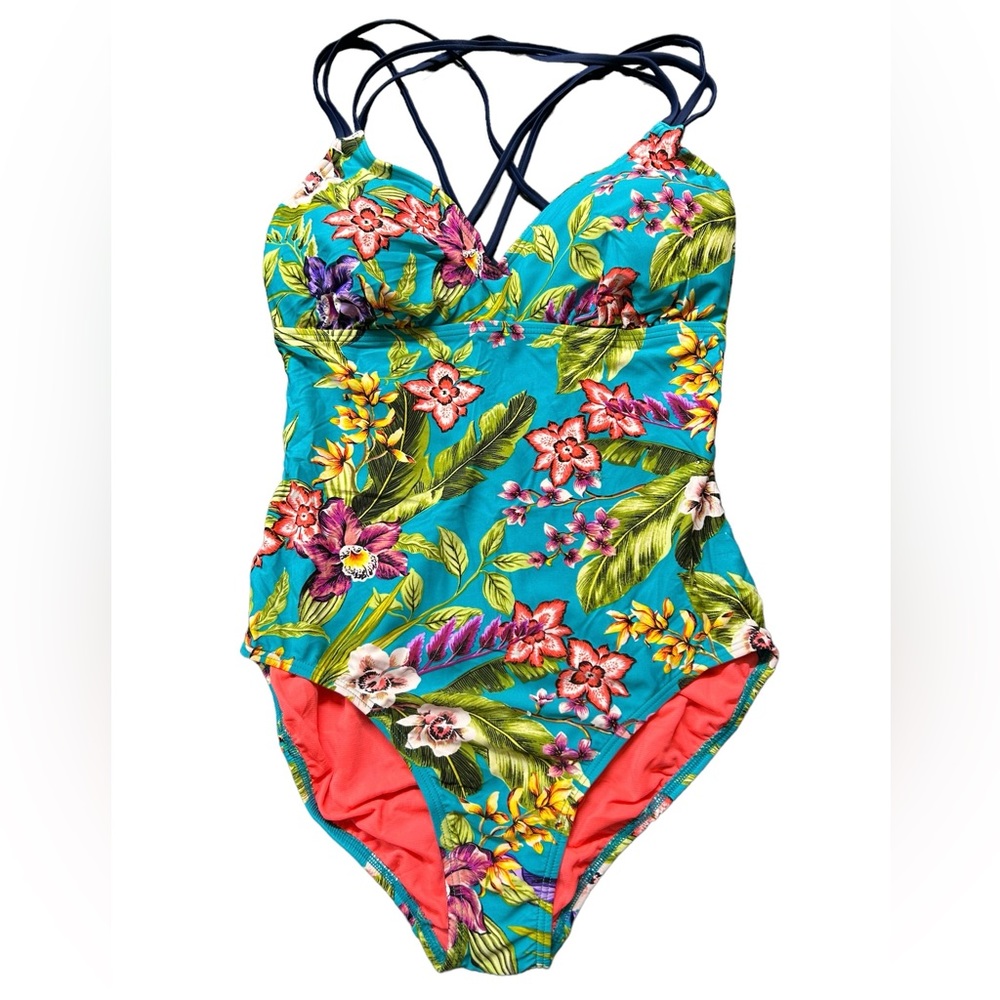 COASTAL BLUE Women's turquoise tropical floral One Piece Swimsuit